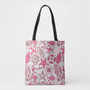 Bolsa Tote Teste padrão cor-de-rosa do mar