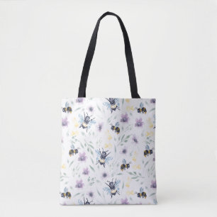 Bolsa Tote Teste padrão da abelha da aguarela
