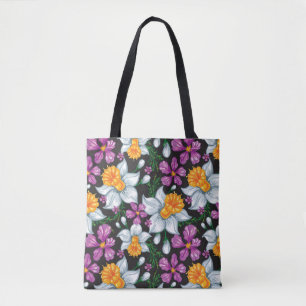 Bolsa Tote Teste padrão da elegância com flores 2 do narcis