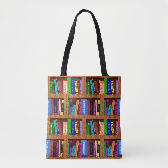 Bolsa Tote Teste padrão da estante da biblioteca dos livros (Frente)