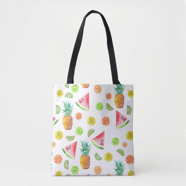 Bolsa Tote Teste padrão da fruta cristalizada da aguarela (Frente)