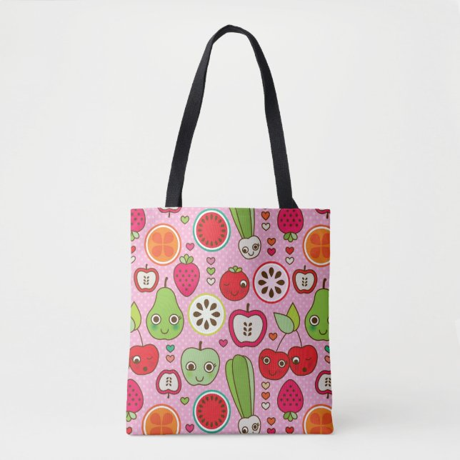 Bolsa Tote teste padrão da ilustração da cozinha da fruta (Frente)
