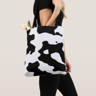 Bolsa Tote Teste padrão da vaca preto e branco