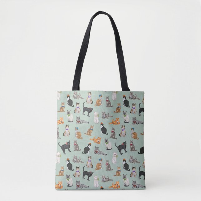 Bolsa Tote Teste padrão Dapper bonito do gato dos gatinhos (Frente)