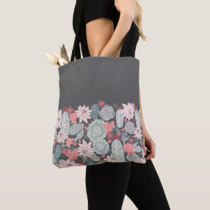 Bolsa Tote Teste padrão das plantas do cacto e do Succulent