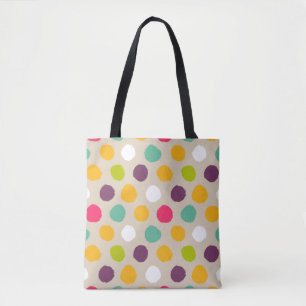 Bolsa Tote Teste padrão de bolinhas desenhado mão