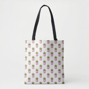 Bolsa Tote Teste padrão de bolinhas do Succulent da aguarela