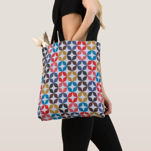 Bolsa Tote Teste padrão de estrela retro do vintage