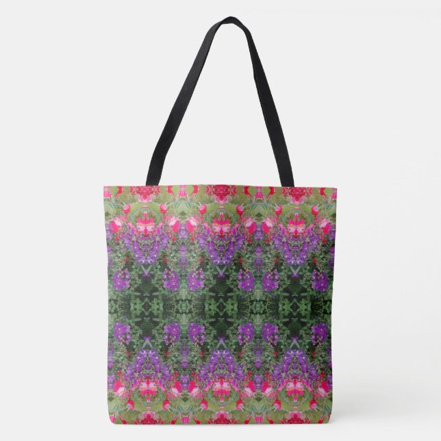 Bolsa Tote Teste padrão de flor 19 do caleidoscópio GRANDE (Frente)