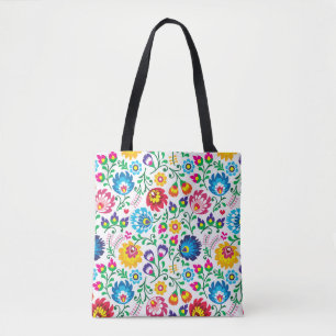 Bolsa Tote Teste padrão de flor 2 da arte popular