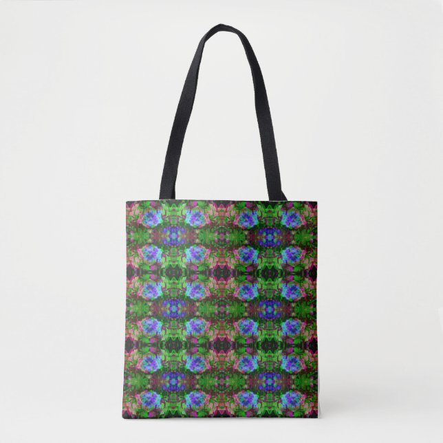 Bolsa Tote Teste padrão de flor azul (Frente)
