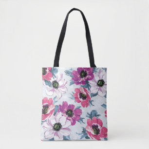 Bolsa Tote Teste padrão de flores da cor da elegância no az