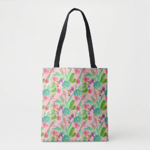 Bolsa Tote Teste padrão de florescência dos Succulents da