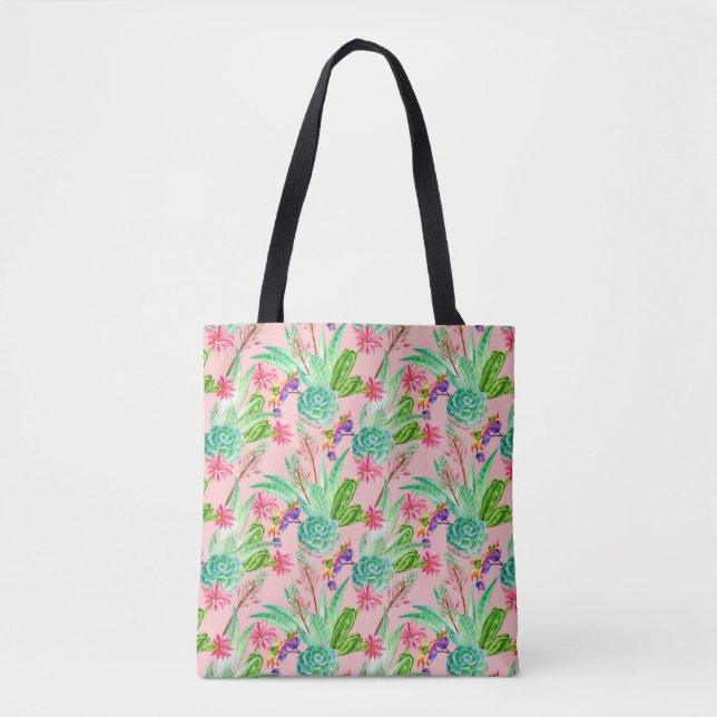 Bolsa Tote Teste padrão de florescência dos Succulents da (Frente)
