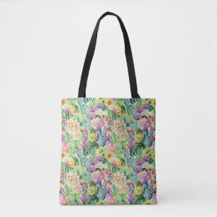 Bolsa Tote Teste padrão de florescência exótico dos cactos