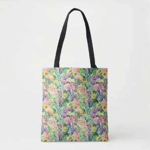 Bolsa Tote Teste padrão de florescência exótico dos cactos