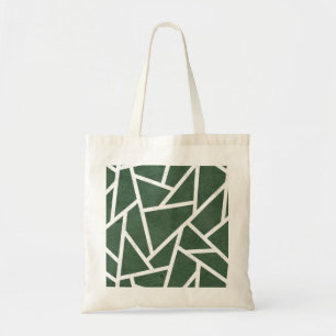 Bolsa Tote Teste padrão de mosaico verde e branco