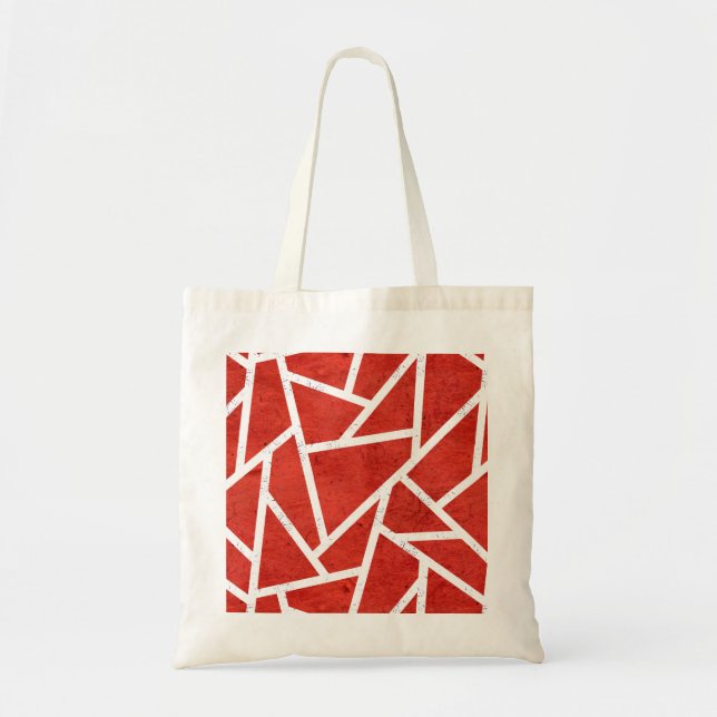 Bolsa Tote Teste padrão de mosaico vermelho e branco (Frente)