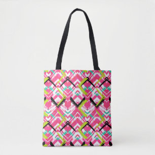 Bolsa Tote Teste padrão de ziguezague cor-de-rosa tirado mã