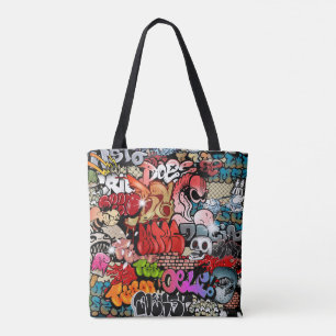 Bolsa Tote Teste padrão dinâmico urbano da arte dos grafite