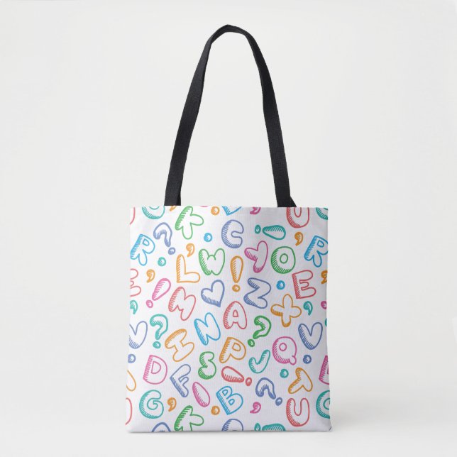 Bolsa Tote teste padrão do alfabeto (Frente)