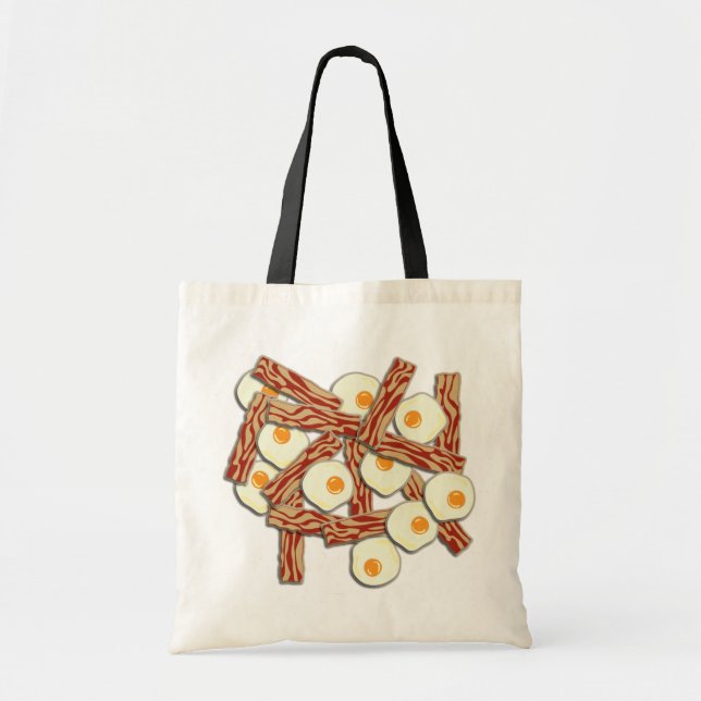 Bolsa Tote Teste padrão do bacon e dos ovos (Frente)