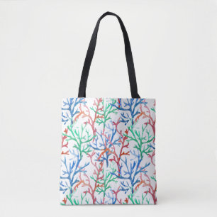 Bolsa Tote Teste padrão do coral da aguarela