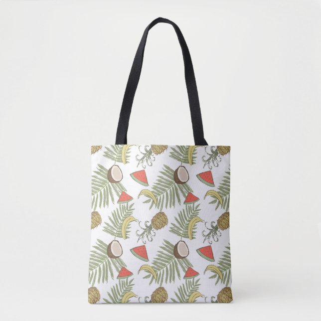 Bolsa Tote Teste padrão do esboço da fruta tropical (Frente)