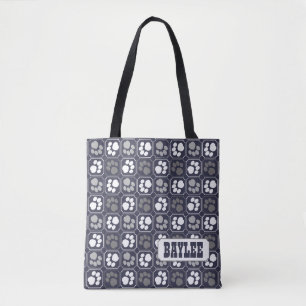 Bolsa Tote Teste padrão do impressão da pata com nome