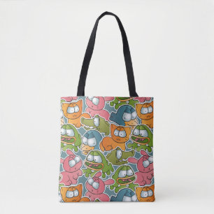 Bolsa Tote Teste padrão do vintage com animais dos desenhos