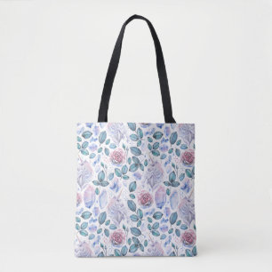 Bolsa Tote Teste padrão dos cristais & dos rosas do unicórn