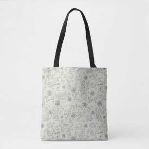 Bolsa Tote Teste padrão dos desenhos animados com gatos