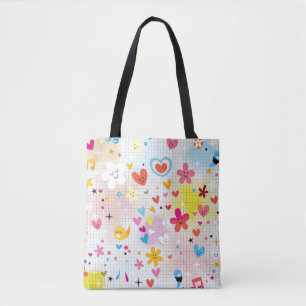 Bolsa Tote teste padrão dos desenhos animados do divertiment