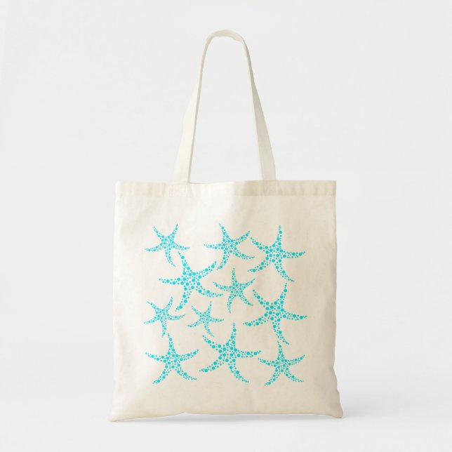 Bolsa Tote Teste padrão Dotty da estrela do mar na turquesa e (Frente)