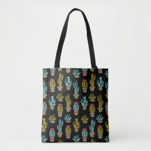 Bolsa Tote Teste padrão escuro do cacto do Grunge