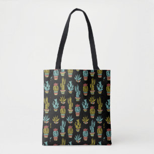 Bolsa Tote Teste padrão escuro do cacto do Grunge