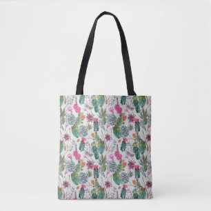 Bolsa Tote Teste padrão exótico do cacto & do Succulent da