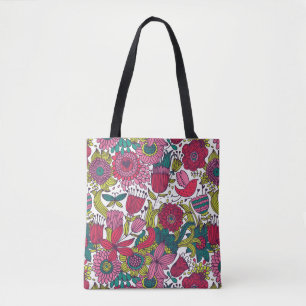 Bolsa Tote Teste padrão floral brilhante