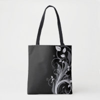 Teste padrão floral cinzento no preto