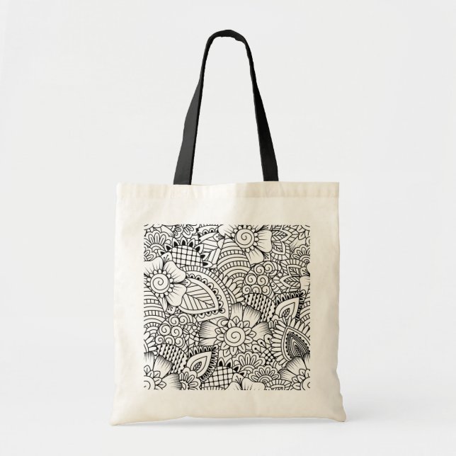 Bolsa Tote Teste padrão floral do Doodle (Frente)