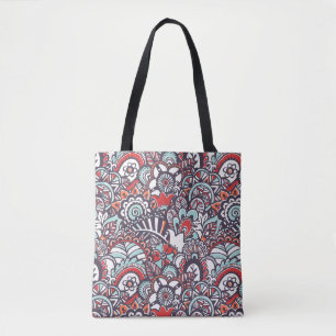 Bolsa Tote Teste padrão floral do Doodle de Paisley