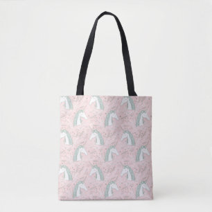 Bolsa Tote Teste padrão floral doce do unicórnio
