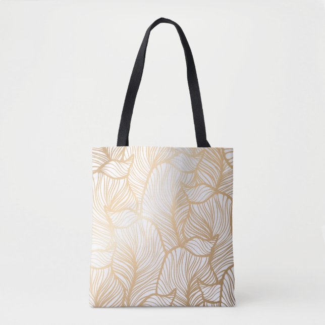 Bolsa Tote Teste padrão floral Dourado do damasco (Frente)