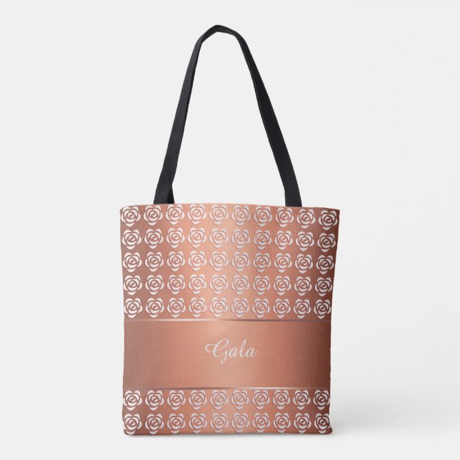 Bolsa Tote teste padrão floral. monograma (Verso)