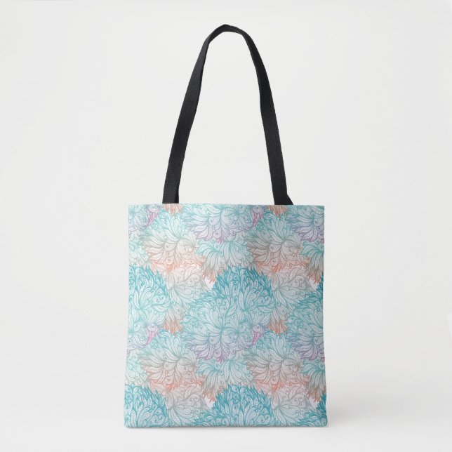 Bolsa Tote Teste padrão floral multicolorido do Doodle (Frente)