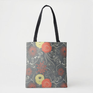 Bolsa Tote Teste padrão floral retro 3