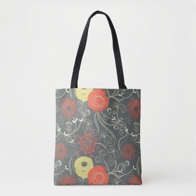 Bolsa Tote Teste padrão floral retro 3 (Frente)