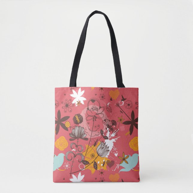 Bolsa Tote Teste padrão floral retro 4 (Frente)