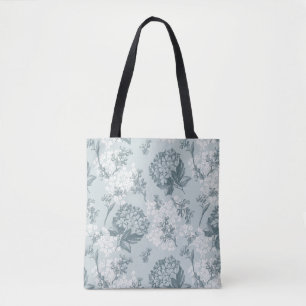 Bolsa Tote Teste padrão floral retro com flores do viburnum
