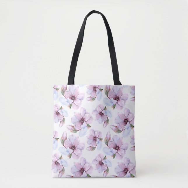 Bolsa Tote Teste padrão floral romântico (Frente)